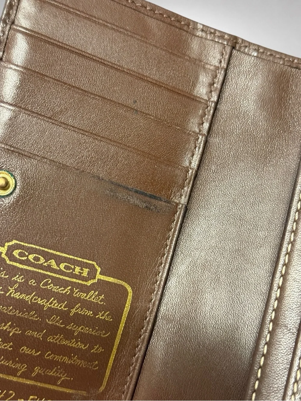 COACH Poppy Legacy Stripe Signature Bifold Wallet Khaki Brown Jacquard